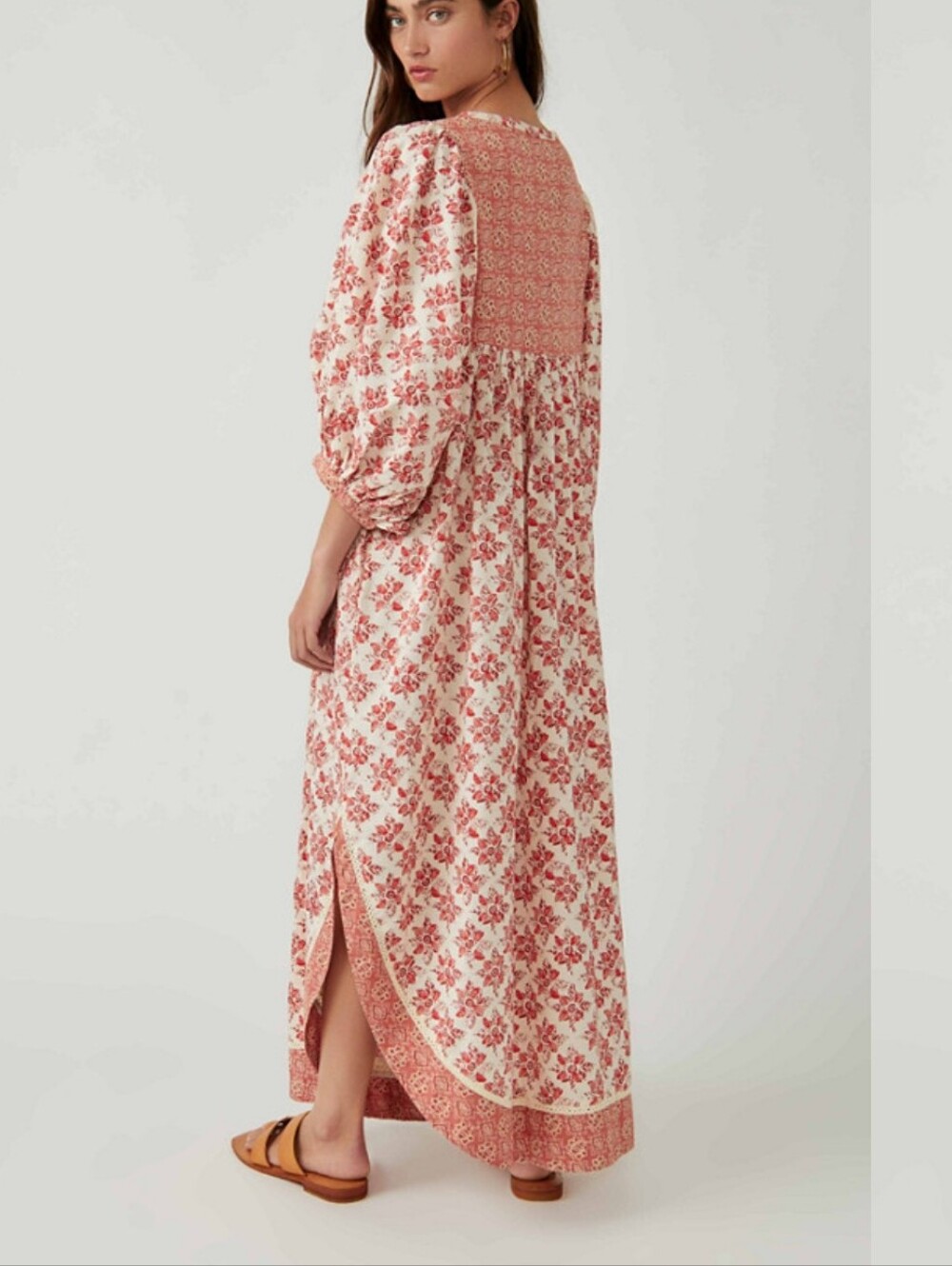 Free People Maxi Dress Size L Red Hazy Maisy Style Unique Details Firm Price - Picture 4 of 16